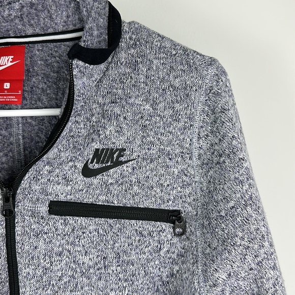 Nike Sweater Womens Large Full Zip Sweatshirt Coat Gray Black Running Gym Sports - Picture 3 of 7